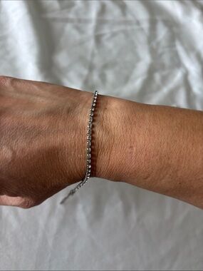 CZ diamonds silver bracelet + earring set